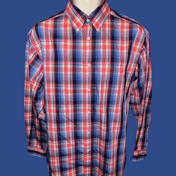 NWOT Gold Label Roundtree & Yorke Fitted Non-Iron Button Up Shirt Size L #4 - Picture 2 of 5